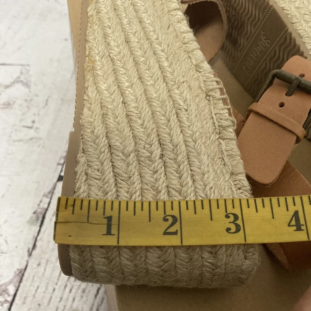 Soludos Sandals Womens Size 8.5 Minorca High Platform Espadrille Leather Nude